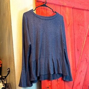 Pleione Navy Peplum Blouse